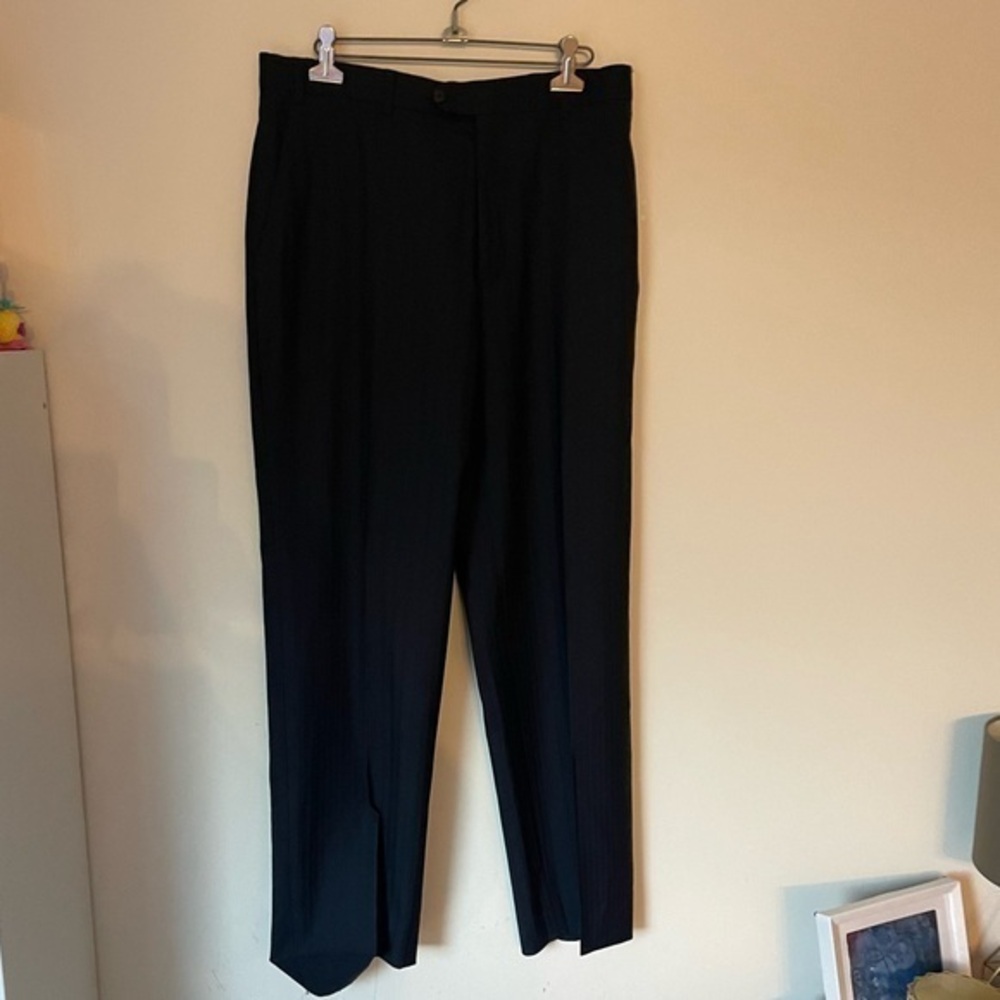 Armani Men's Black Pinstriped Dress Pants